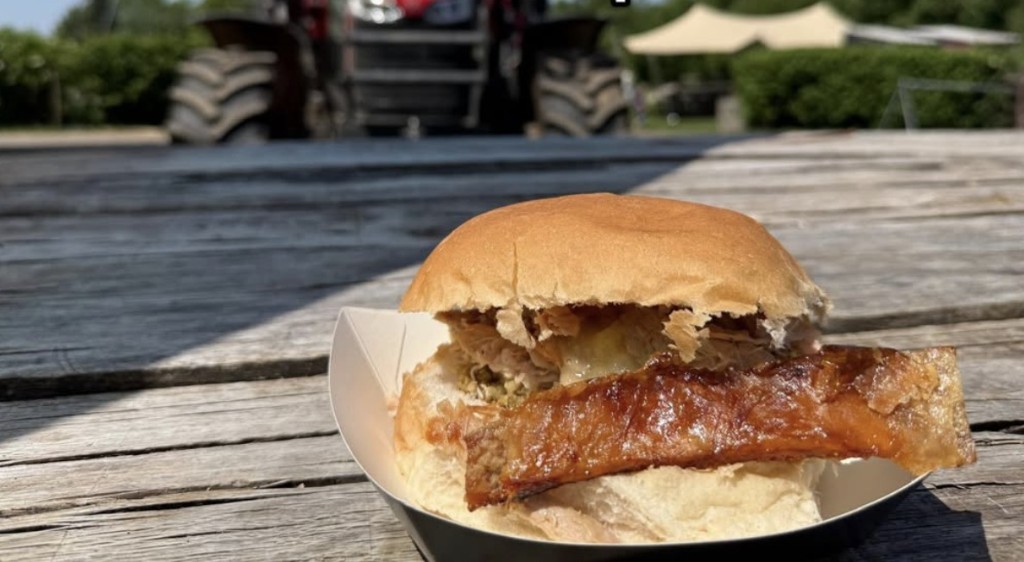 Pulled pork sandwich at a Street Croft Farm event